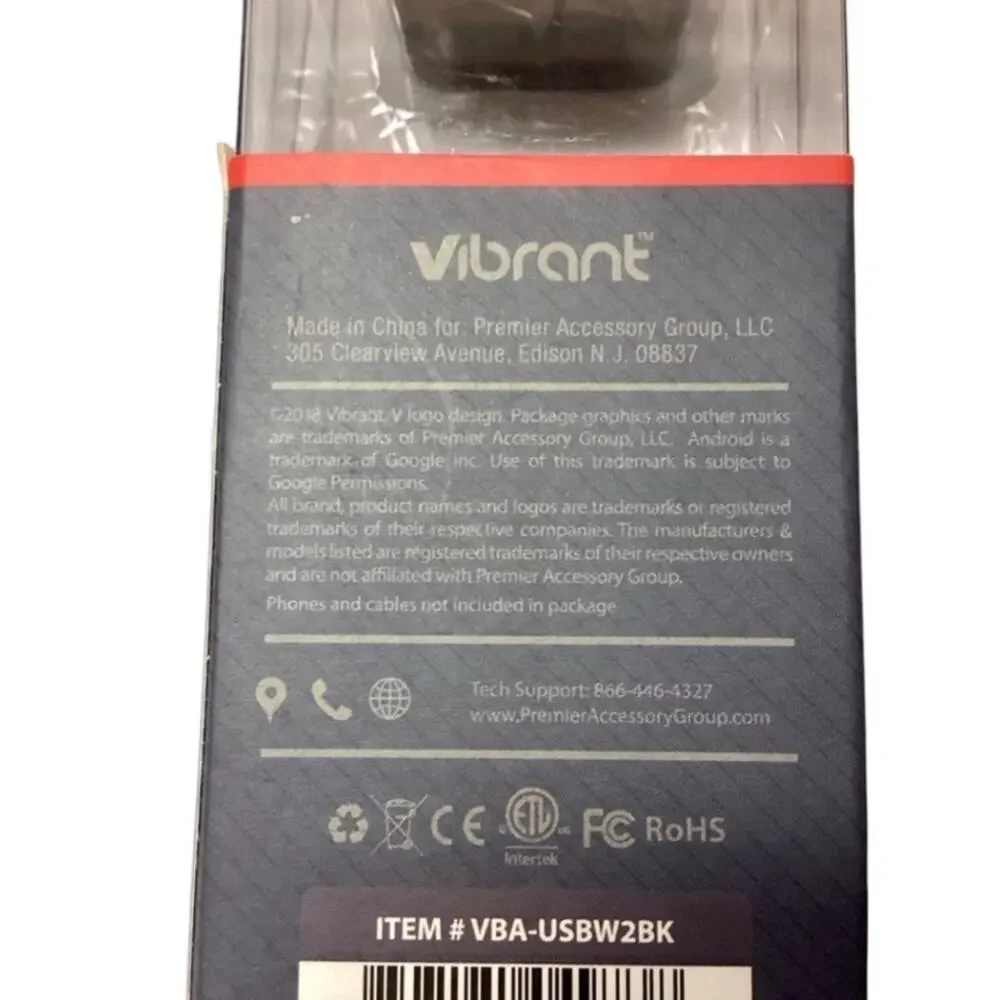 Vibrant Wall Charger, Dual USB, Blister Pack
